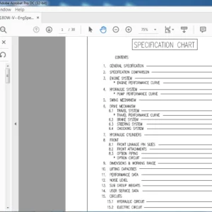 DAEWOO DOOSAN SOLAR 180W V EXCAVATOR ENGINE SPECSHEET MANUAL - PDF DOWNLOAD