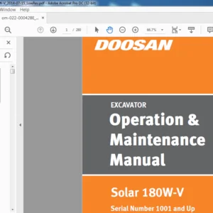 DAEWOO DOOSAN SOLAR 180W V EXCAVATOR Operation & Maintenance Manual 022-00042BE -PDF DOWNLOAD