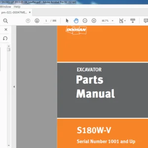 DAEWOO DOOSAN SOLAR 180W V EXCAVATOR PARTS MANUAL021 00047MEF - PDF DOWNLOAD