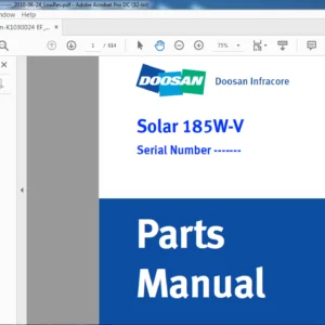 DAEWOO DOOSAN SOLAR 185W V EXCAVATOR PARTS MANUAL K1030024EF - PDF DOWNLOAD