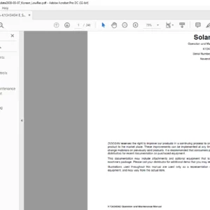 DAEWOO DOOSAN SOLAR 75 V EXCAVATOR OPERATION AND MAINTENANCE MANUAL K1043404E - PDF DOWNLOAD