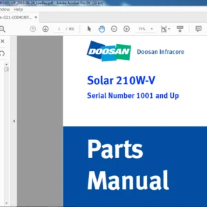 DAEWOO DOOSAN Solar210W V EXCAVATOR PARTS MANUAL SN 1001 AND UP  - PDF DOWNLOAD