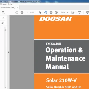 DAEWOO DOOSAN Solar210W—V EXCAVATOR Operation & Maintenance Manual 022-00039BE - PDF DOWNLOAD