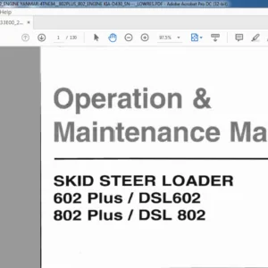 Daewoo Doosan 602 Plus DSL602 802 Plus DSL802 Skid Steer Loader Operation & Maintenance Manual