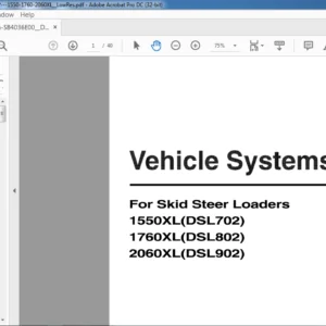 Daewoo Doosan 1550XL(DSL702) 1760XL(DSL802) 2060XL(DSL902) Skid Steer Loader Vehical System Manual - PDF DOWNLOAD