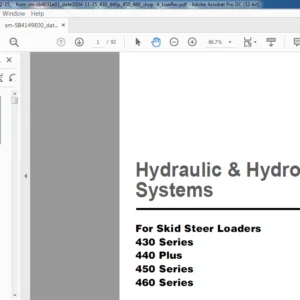 Daewoo Doosan 430 440 Plus 450 460 Series Hydraulic & Hydrostatic Systems Skid Steer Loader Service Manual