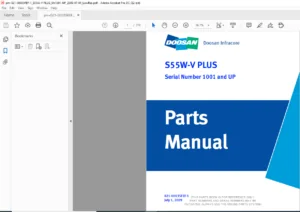 DAEWOO DOOSAN S55 W V PLUS EXCAVATOR PARTS MANUAL  - PDF DOWNLOAD