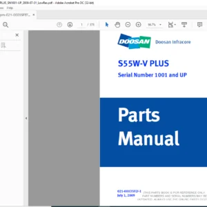 DAEWOO DOOSAN S55 W V PLUS EXCAVATOR PARTS MANUAL  - PDF DOWNLOAD