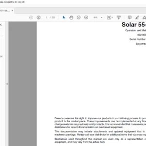 DAEWOO DOOSAN SOLAR 55V PLUS EXCAVATOR OPERATION AND MAINTENANCE MANUAL Serial Number 1001 and Up - PDF DOWNLOAD