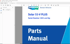 DAEWOO DOOSAN SOLAR 55V PLUS EXCAVATOR PARTS MANUAL Serial Number 1001 and Up  - PDF DOWNLOAD