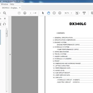 DOOSAN DX340LC ENGINE SPECSHEET MANUAL - PDF DOWNLOAD