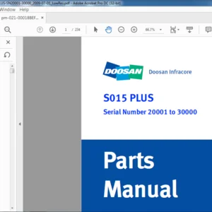 DOOSAN S015 PLUS EXCAVATOR PARTS MANUAL SN 20001TO 30000  - PDF DOWNLOAD