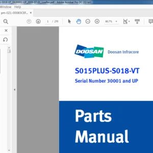 DOOSAN S015 PLUS S018 VT EXCAVATOR PARTS MANUAL SN30001 AND UP - PDF DOWNLOAD