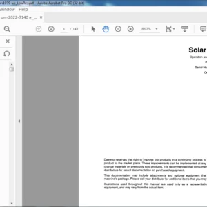 DOOSAN SOLAR 030 035 EXCAVATOR  OPERATION AND MAINTENANCE MANUAL 2022 7140E  - PDF DOWNLOAD