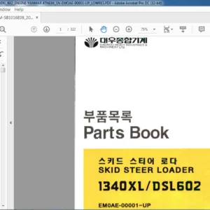 Daewoo Doosan 1340XL DSL602 Skid Steer Loader Parts Manual - PDF DOWNLOAD