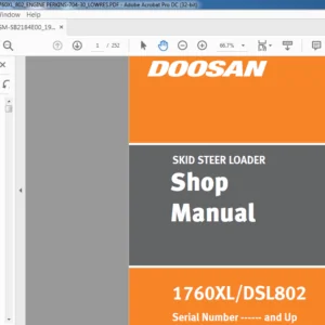 Daewoo Doosan 1760XL DSL802 Skid Steer Loader Shop Manual - PDF DOWNLOAD