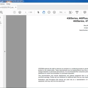 Daewoo Doosan 430 440 Plus 450 460 470 Plus Series Skid Steer Loader Shop Manual - PDF DOWNLOAD