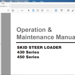 Daewoo Doosan 430 450 Series Skid Steer Loader Operation & Maintenance Manual - PDF DOWNLOAD