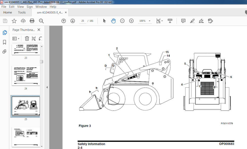 Daewoo Doosan 440 Plus 460 Plus Skid Steer Loader Operation ...