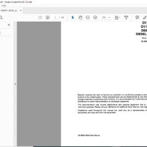 Daewoo Doosan D1146 D1146TI & DE08TIS Excavator Diesel Engine Shop Manual  - PDF DOWNLOAD