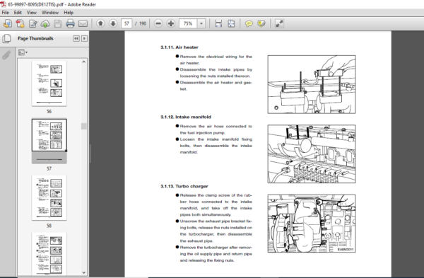 Daewoo Doosan DE12TIS shop manual 65.99897-8095 – PDF DOWNLOAD ...