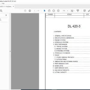 Daewoo Doosan DL 420-3 Wheel Loader Engine Specsheet Manual - PDF DOWNLOAD
