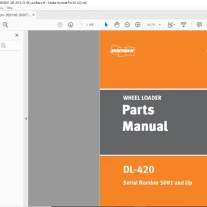 Daewoo Doosan DL-420 Wheel Loader Parts Manual 950106-00007CEF - PDF DOWNLOAD