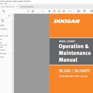 Daewoo Doosan DL200 DL200TC Wheel Loader Operation & Maintenance Manual K1024537EE - PDF DOWNLOAD