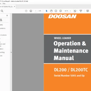 Daewoo Doosan DL200 DL200TC Wheel Loader Operation & Maintenance Manual K1024537EE - PDF DOWNLOAD