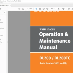 Daewoo Doosan DL200 DL200TC Wheel Loader Operation & Maintenance Manual K1024537EE - PDF DOWNLOAD