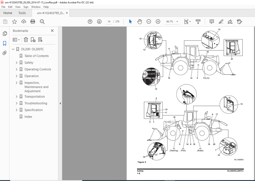 Daewoo Doosan DL200 DL200TC Wheel Loader Operation & Maintenance Manual ...