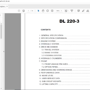 Daewoo Doosan DL220-3 Wheel Loader Engine Specsheet Manual - PDF DOWNLOAD