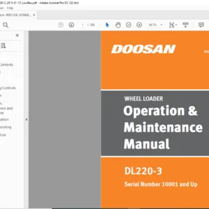 Daewoo Doosan DL220-3 Wheel Loader Operation & Maintenance Manual 950106-00988ANA-1 - PDF DOWNLOAD