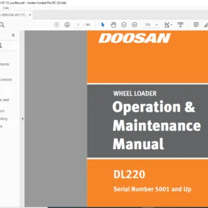Daewoo Doosan DL220 Wheel Loader Operation & Maintenance Manual 950106-00117BE - PDF DOWNLOAD