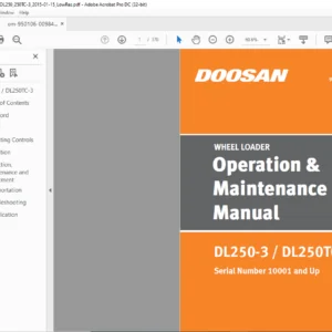 Daewoo Doosan DL250-3 DL250TC-3 Wheel Loader Operation & Maintenance Manual - PDF DOWNLOAD