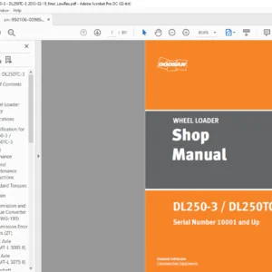 Daewoo Doosan DL250-3 DL250TC Wheel Loader Shop Manual 950106-00985AE- PDF DOWNLOAD