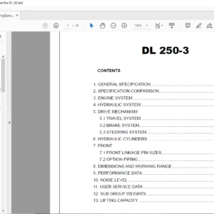 Daewoo Doosan DL250-3 Wheel Loader Engine Specsheet Manual - PDF DOWNLOAD
