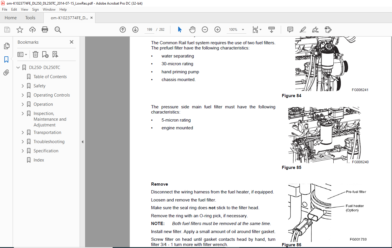 Daewoo Doosan DL250 DL250TC Wheel Loader Operation & Maintenance Manual ...