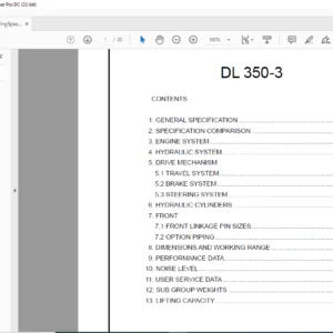 Daewoo Doosan DL350-3 Wheel Loader Engine Specsheet Manual - PDF DOWNLOAD