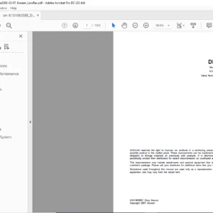 Daewoo Doosan DL400 Wheel Loader Shop Manual K1010635BE - PDF DOWNLOAD