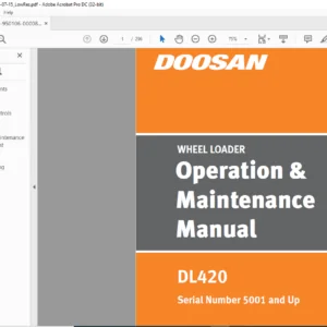 Daewoo Doosan DL420 Wheel Loader Operation & Maintenance Manual 950106-00008AE - PDF DOWNLOAD