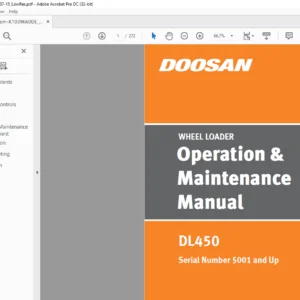 Daewoo Doosan DL450 Wheel Loader Operation & Maintenance Manual K1039660DE - PDF DOWNLOAD