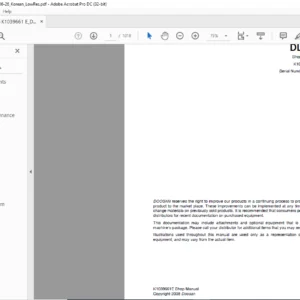 Daewoo Doosan DL450 Wheel Loader Shop Manual K1039661E - PDF DOWNLOAD