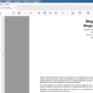 Daewoo Doosan Mega 200-V Mega 200-VTC Operation & Maintenance Manual - PDF DOWNLOAD
