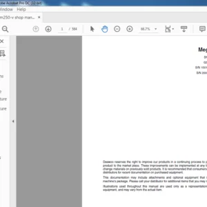 Daewoo Doosan Mega 250-V Shop Manual - PDF DOWNLOAD