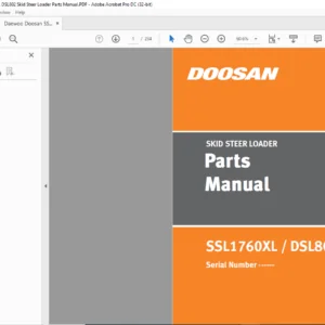 Daewoo Doosan SSL1760XL DSL802 Skid Steer Loader Parts Manual - PDF DOWNLOAD