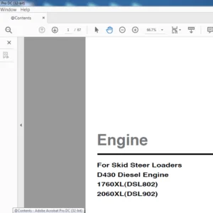 Daewoo Doosan Skid Steer Loaders D430 1760XL(DSL802) 2060XL(DSL902) Diesel Engine Service Manual  - PDF DOWNLOAD
