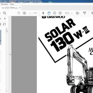 Daewoo Doosan Solar 130W-III Excavator Operation & Maintenance Manual  - PDF DOWNLOAD