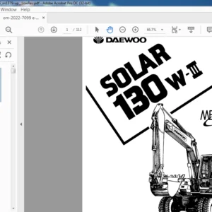 Daewoo Doosan Solar 130W-III Excavator Operation & Maintenance Manual 2022-7099E-1 - PDF DOWNLOAD