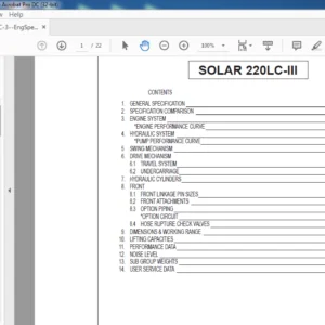 Daewoo Doosan Solar 220LC-III Engine Specsheet Manual - PDF DOWNLOAD